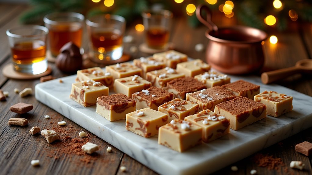 cozy boozy holiday fudge